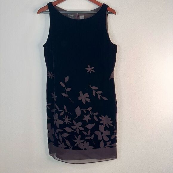 Vintage Liz Claiborne Women’s Purple Burnout Velvet Floral Mini Dress Silk Blend - Picture 1 of 8